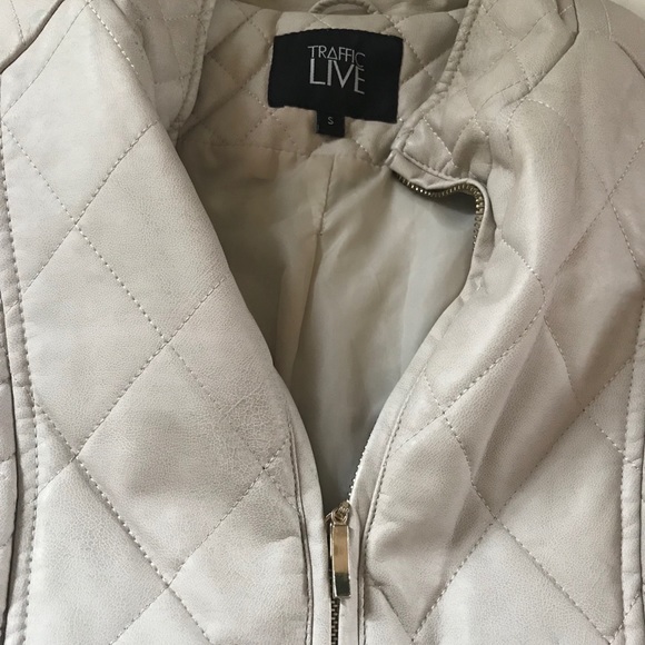 Quilted Faux Leather Cream Coat - Picture 3 of 3